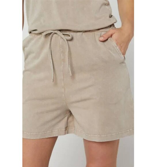 MPG Distressed Taupe Cross-Back Jumpsuit Romper - Picture 3 of 10